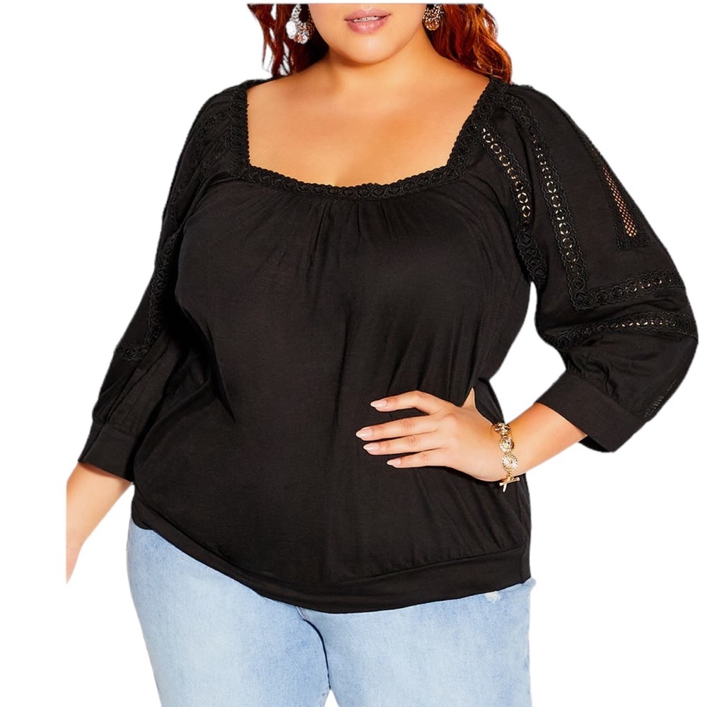 City Chic Enchanted Embroidered Cotton Top In Ivory Size 24